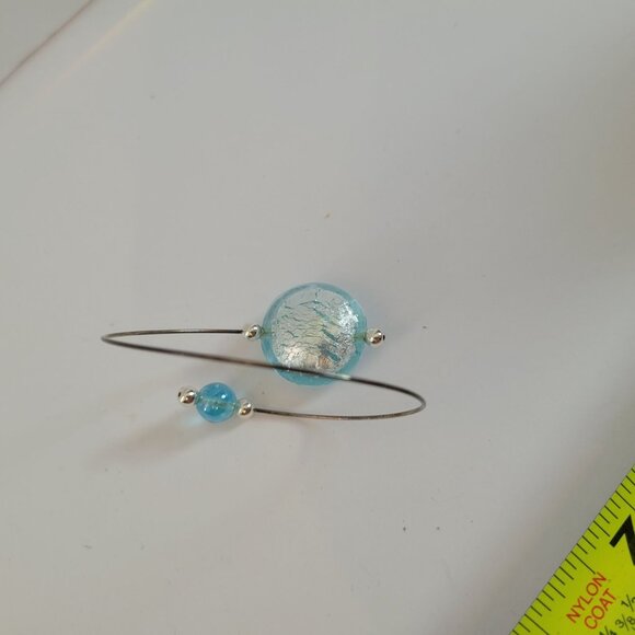 Murano Glass & Silver-Plated Bangle Bracelet With Aqua Beads - Picture 5 of 5